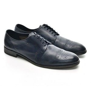 Men Fratelli Rossetti Navy Leather Perforated Oxford 11